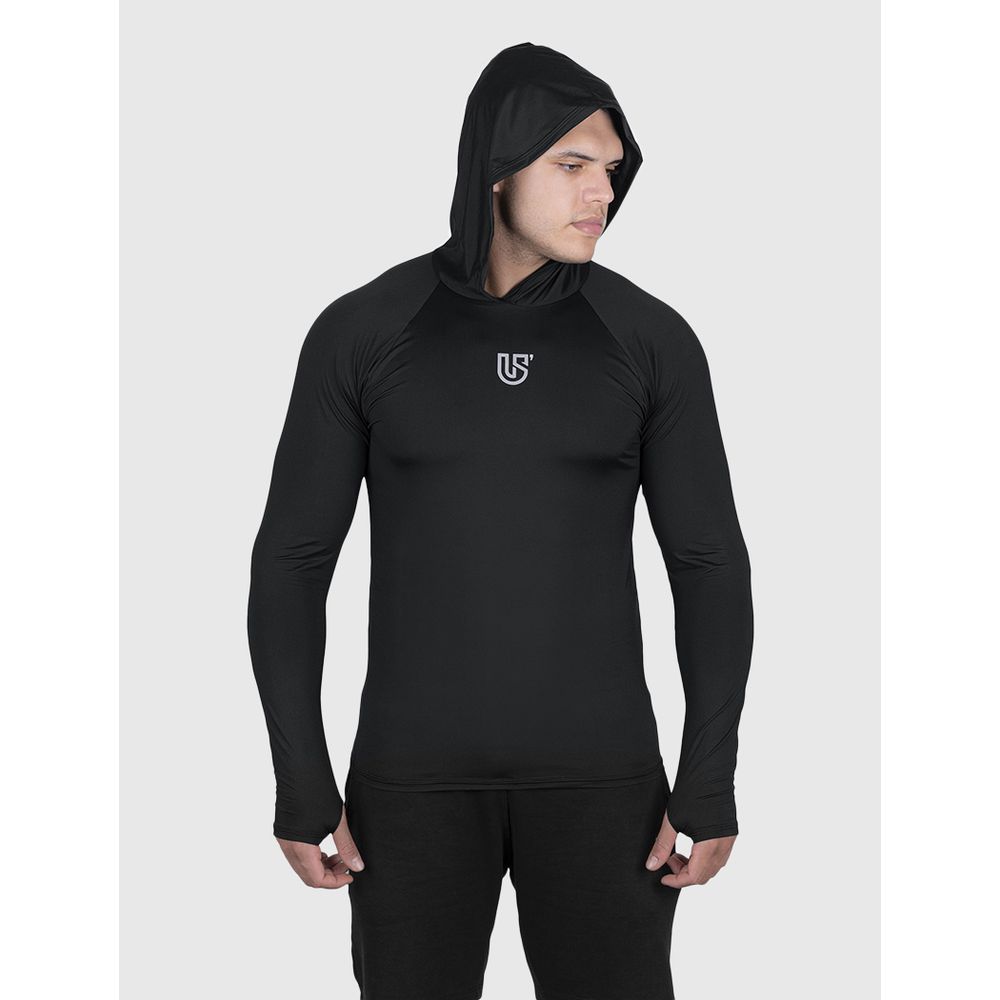 Camiseta Preto USUP Capuz Manga Longa Microdry UV5... - US'UP