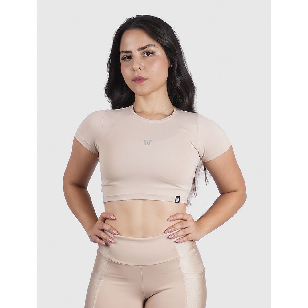 Cropped Luna Usup Creme Poliamida Uv 50+ Blackout Manga Curta 