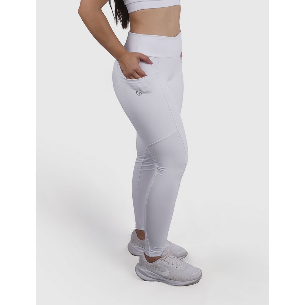 Legging Luna Usup Branco Poliamida Uv 50+ Blackout Bolsos na Lateral 