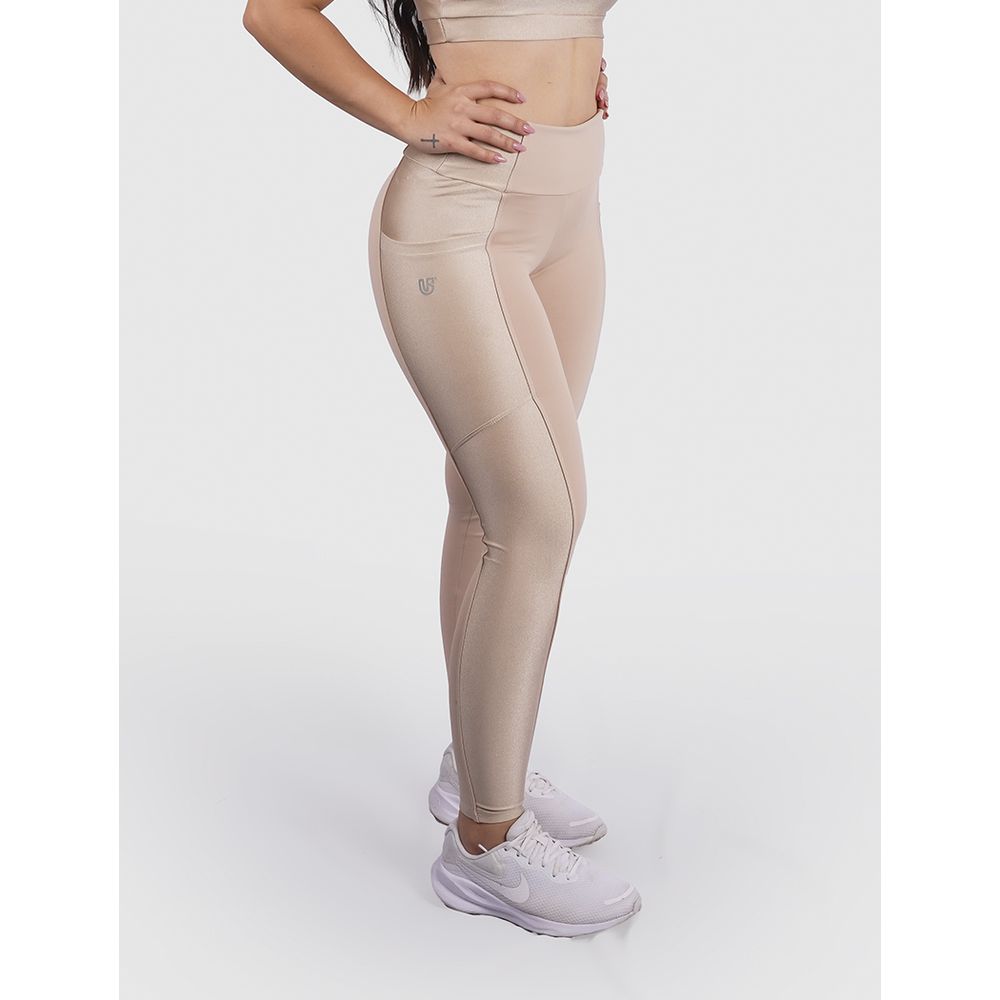 Legging Luna Usup Creme Poliamida Uv 50+ Blackout Bolsos na Lateral