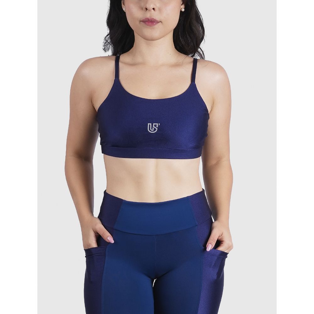 Top Luna Usup Azul Navy Poliamida Uv 50+ Elastico Com Bojo 