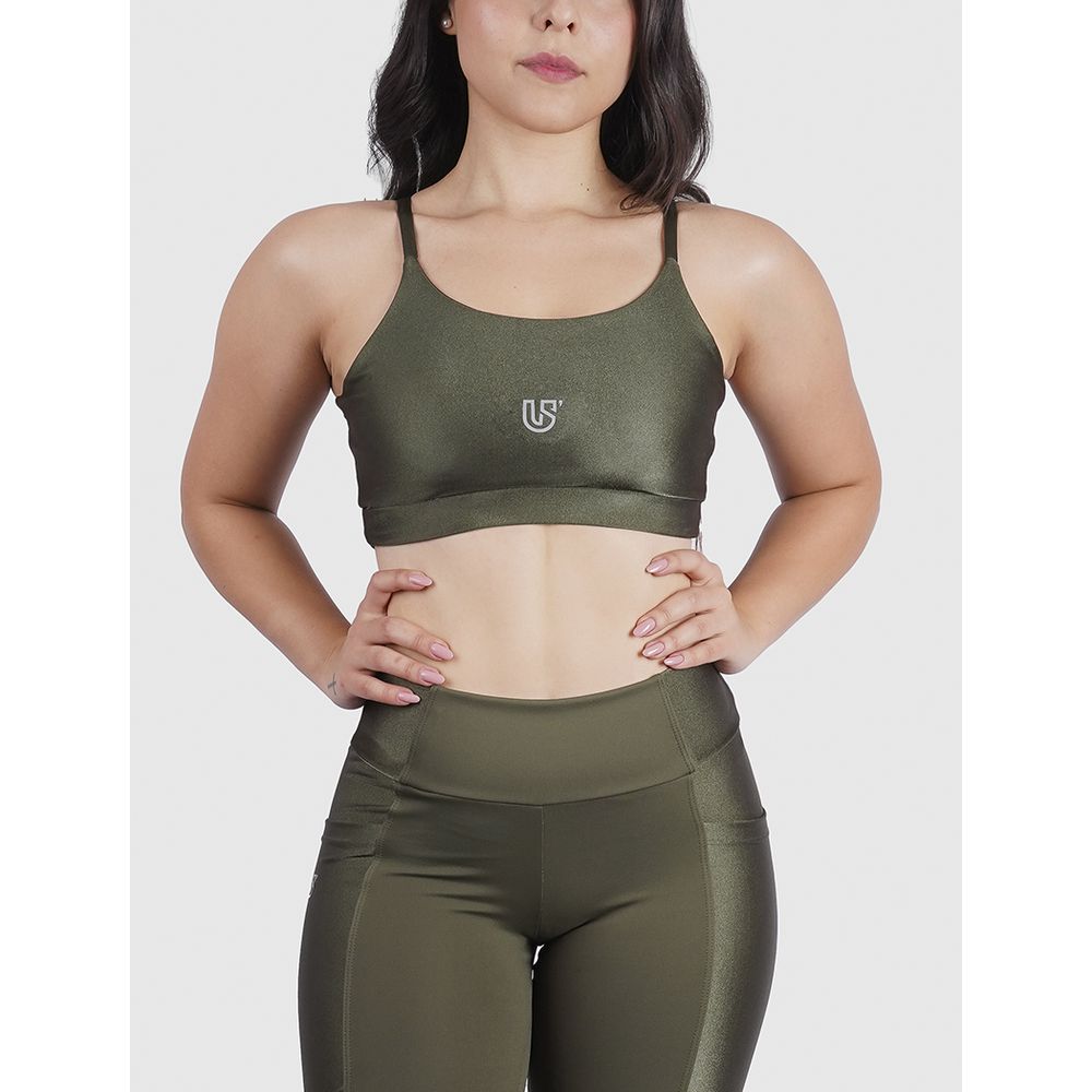 Top Luna Usup Verde Militar Poliamida Uv 50+ Elastico Com Bojo 