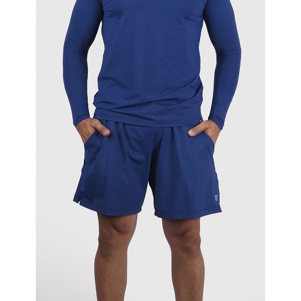 Short Duble Usup Azul Navy Compression Poliamida Uv 50+ Bolsos Interno