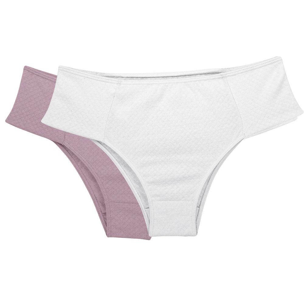 KIT CALCINHA LATERAIS CONFORT 100%ALGODÃO BRANCO/ROSA RETRO
