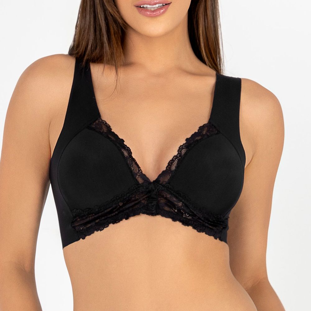 SUTIÃ TOP LASER COM ABERTURA FRONTAL PRETO
