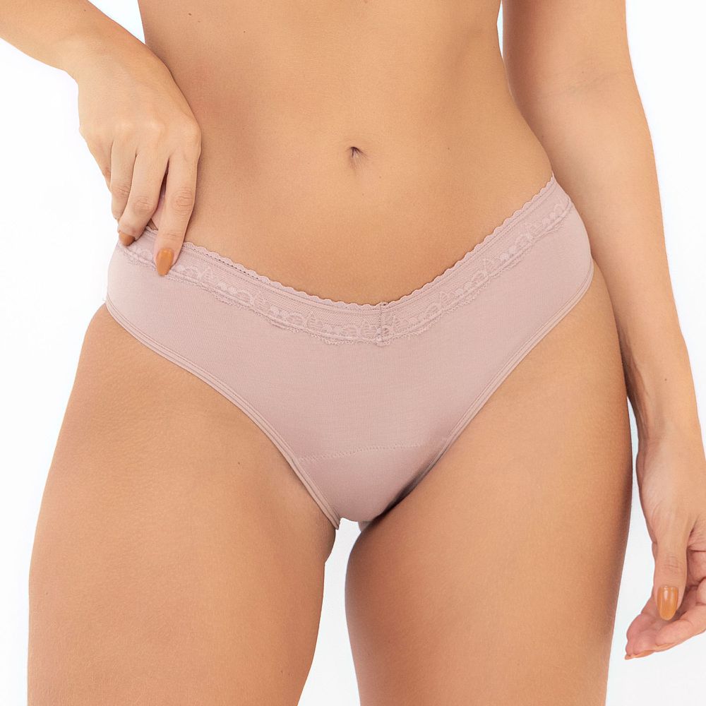 CALCINHA ABSORVENTE CICLO - BIQUINI COM RENDA CHOCOLATE