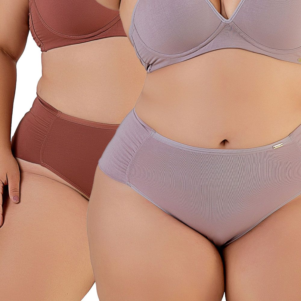 KIT DUETS CALCINHA PLUS BOMBOM ROSA RETRO/BRONZE