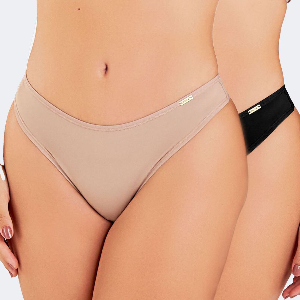 KIT CALCINHA FIO DENTAL PRETO/CHOCOLATE