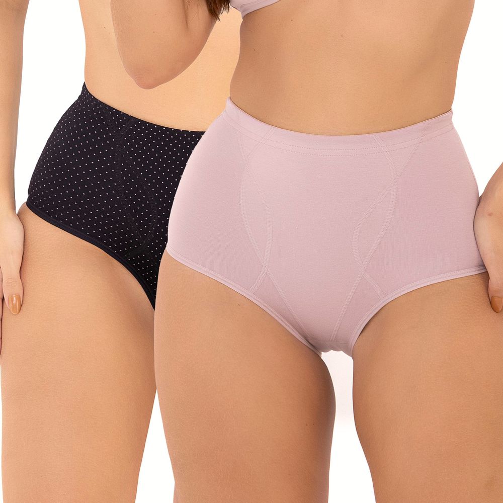 KIT DUO CALCINHA MODELADORA R.BLUSH/PRETO POA