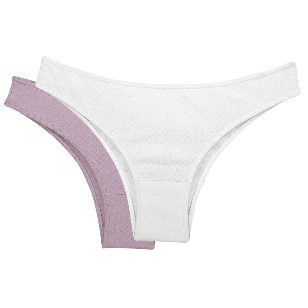 KIT CALCINHA BIQUINI 100% ALGODÃO BRANCO/ROSA RETRO