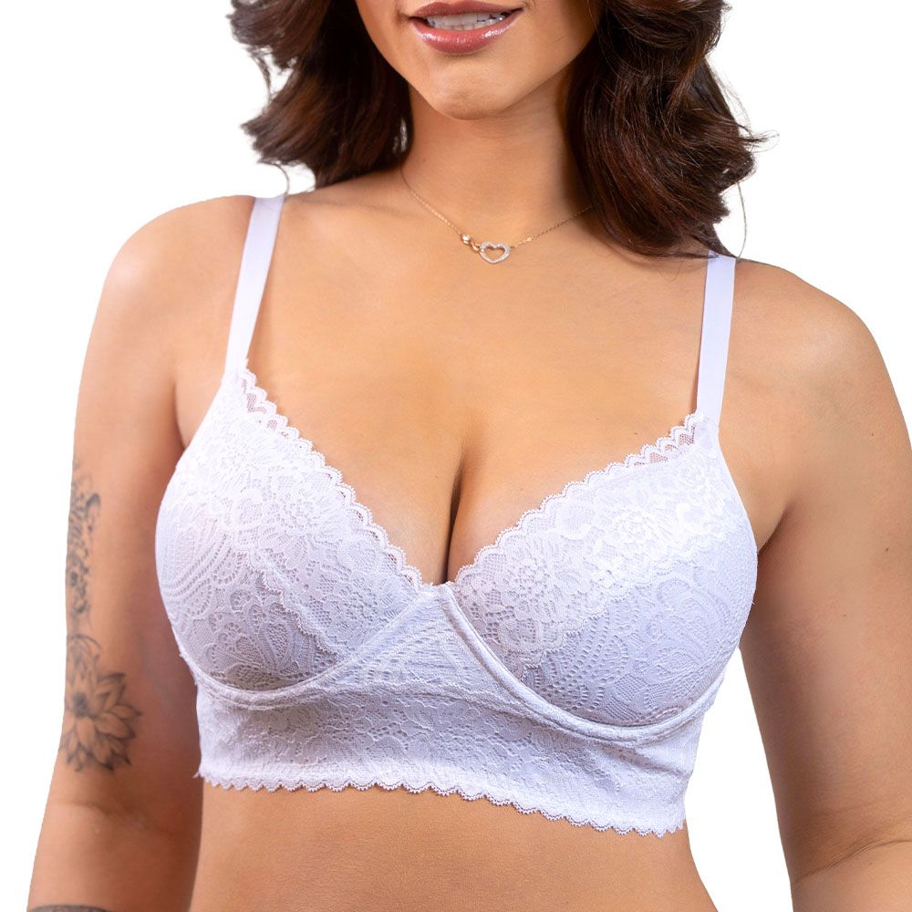 SUTIÃ COM RENDA E BASE ALONGADA BRANCO