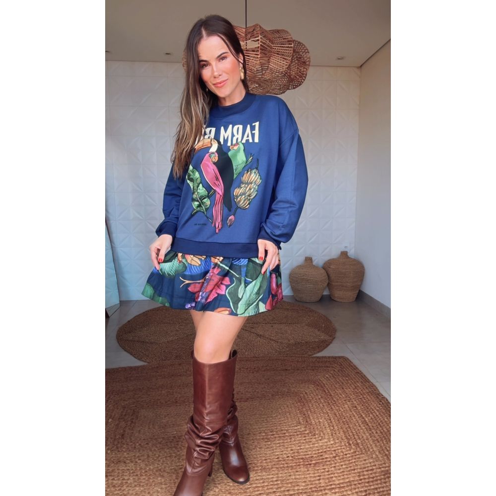 Vestido Moletom Banana Uva Estampado