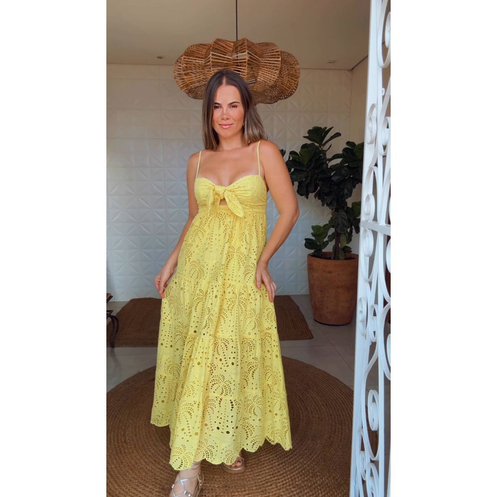 Vestido Laise Artesanal Amarelo