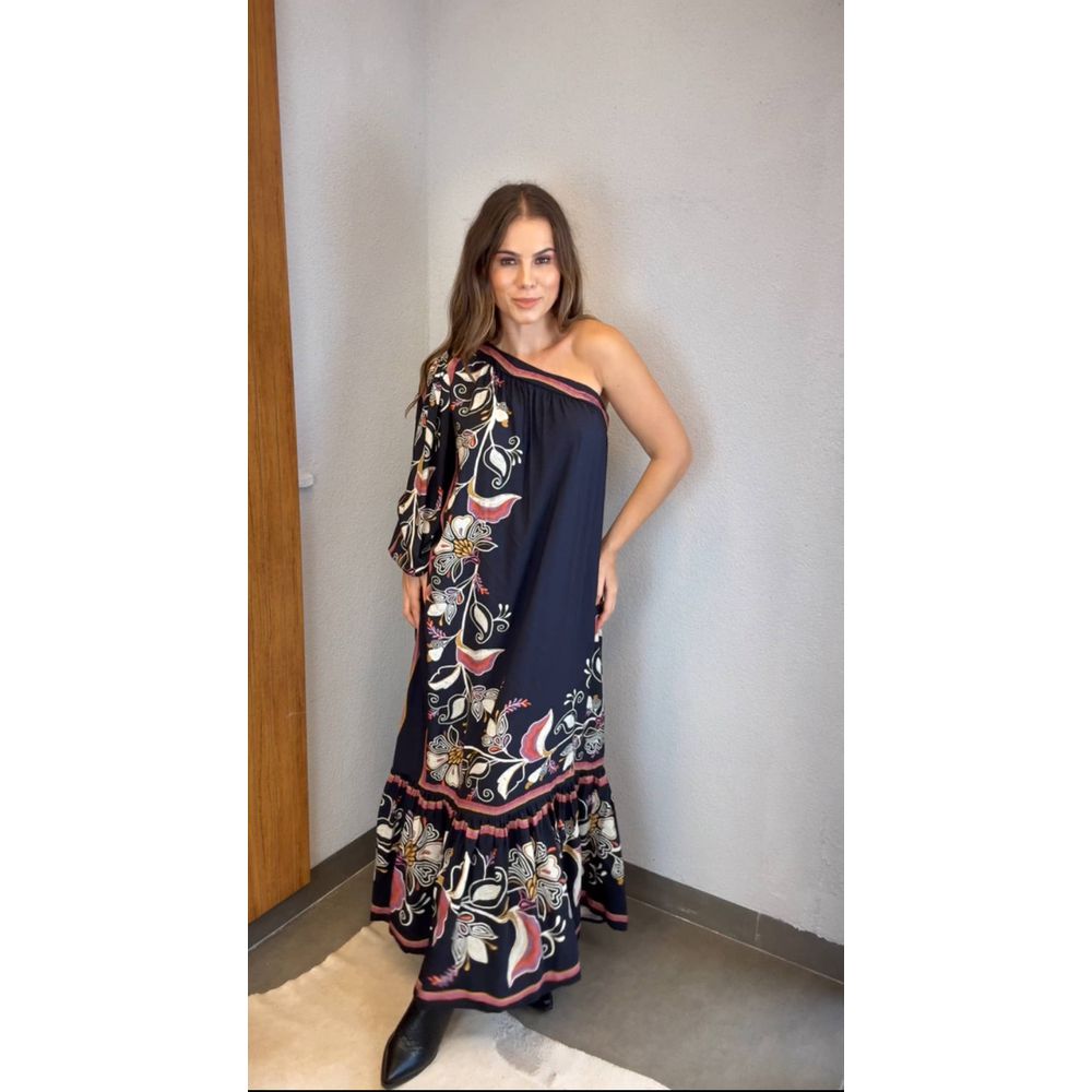Vestido Ombro Só Lenço Lia Estampado