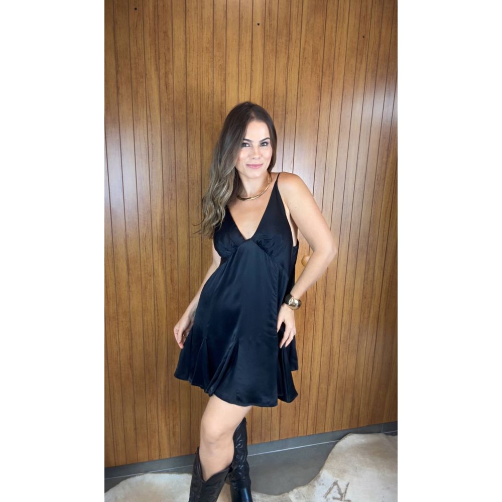 Vestido Nesgas Alçinhas Preto