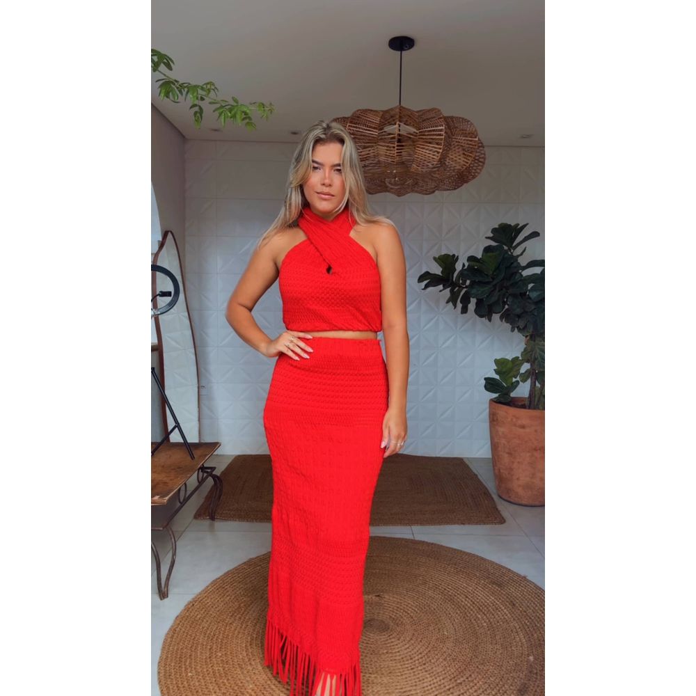 Conjunto Franja Leticia Vermelha