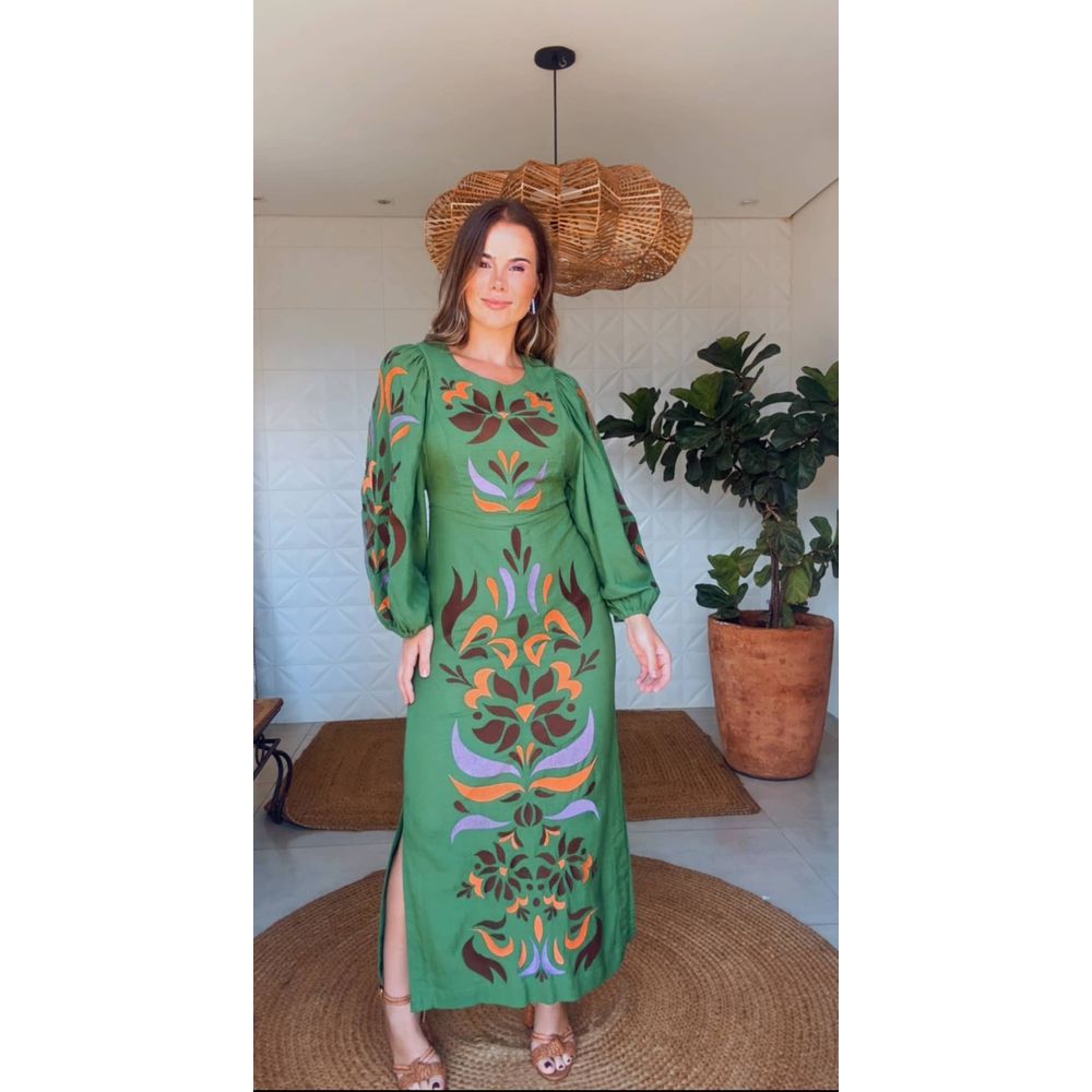 Vestido Cutwork Tucalina Estampado