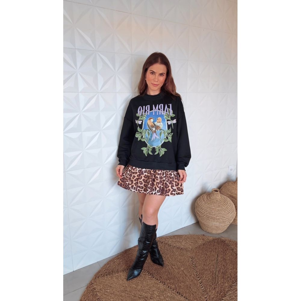 Vestido Moletom Bela Onça Estampado