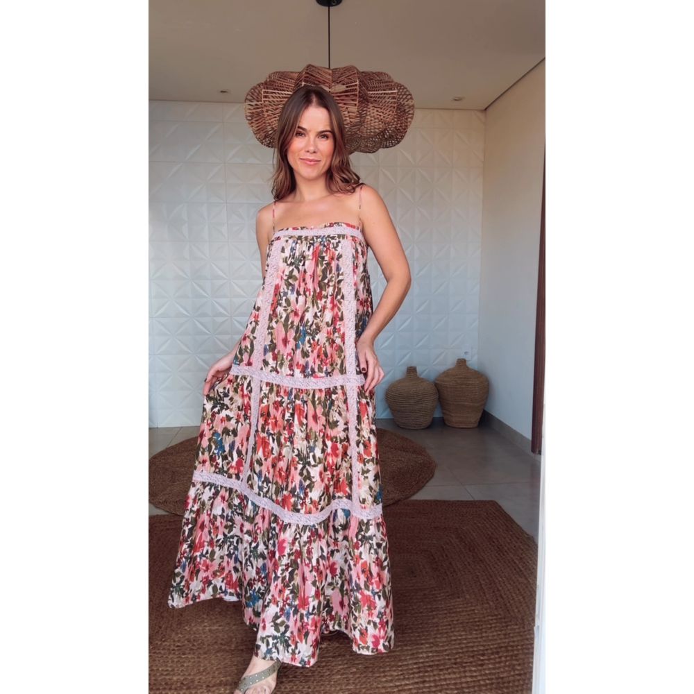 Vestido Cropped Jardim De Flor Estampado