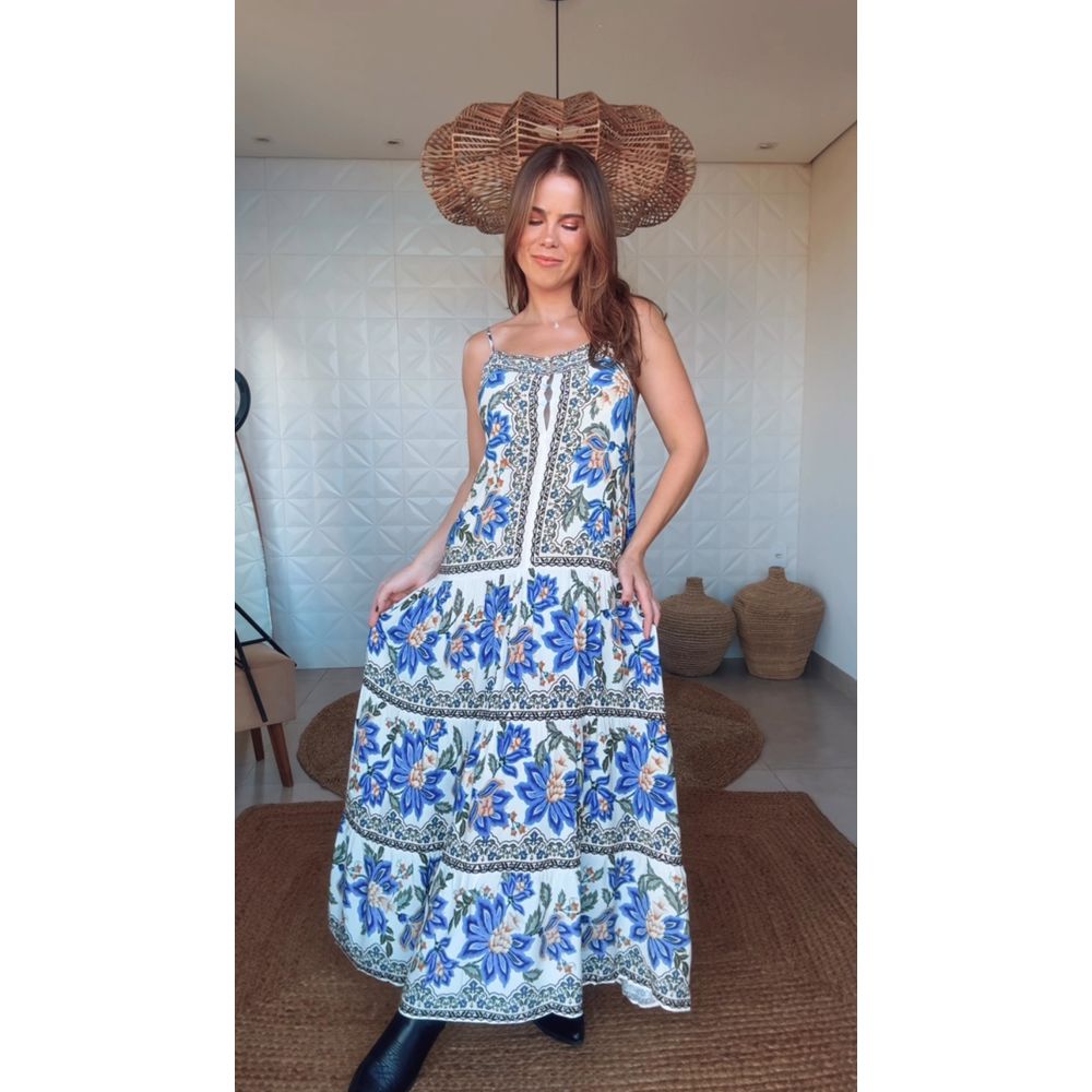 Vestido Longo Jardim Chintz Estampado