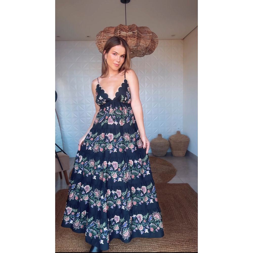 Vestido Longo Jardim Maravilhoso Estampado