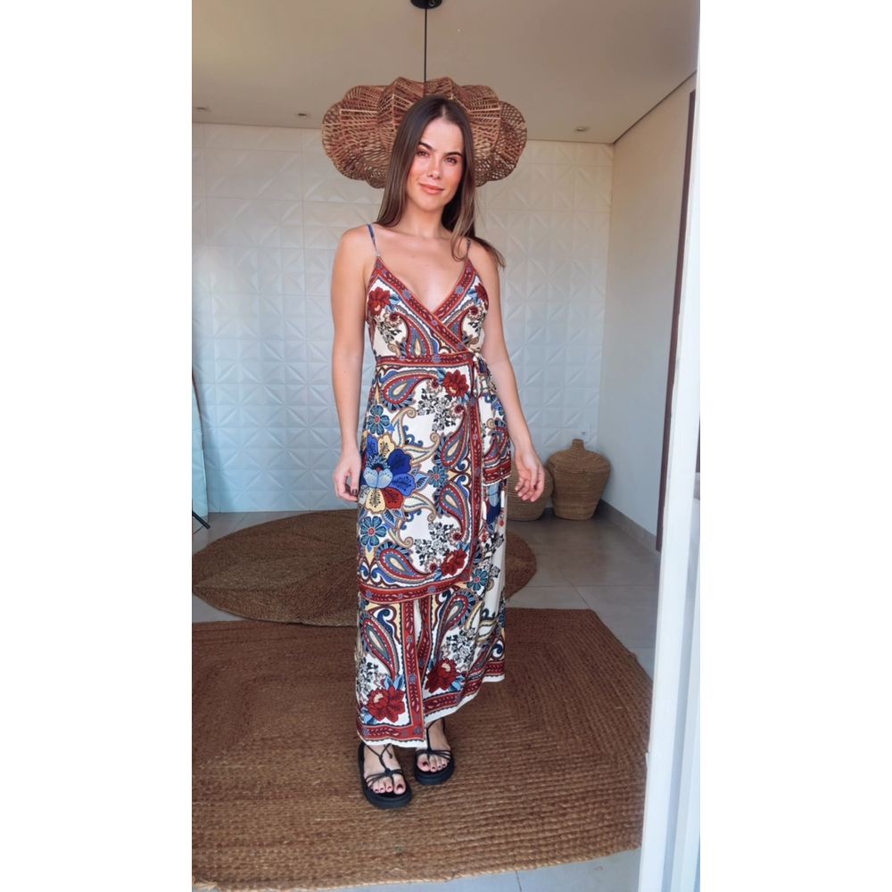 Vestido Cropped Borboleta Retro Estampado