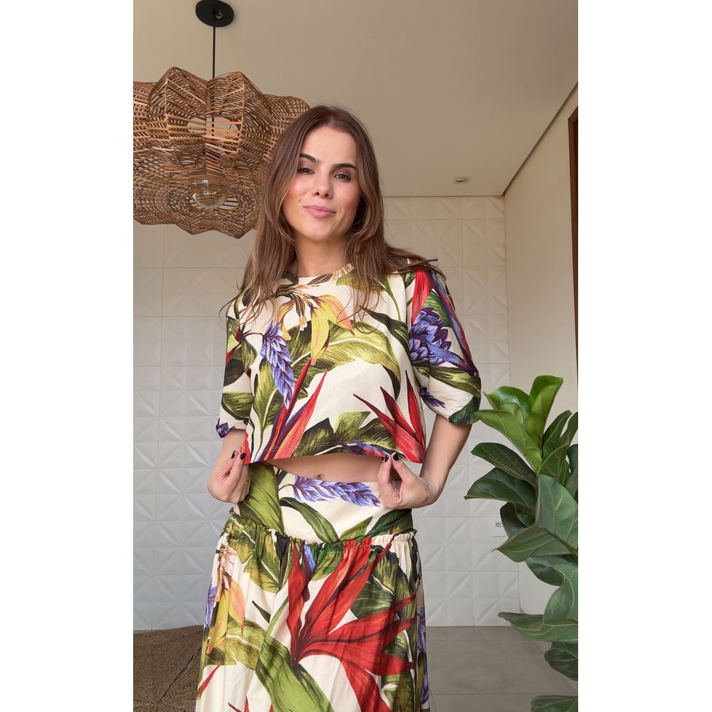 Tshirt Cropped Florarte Estampado
