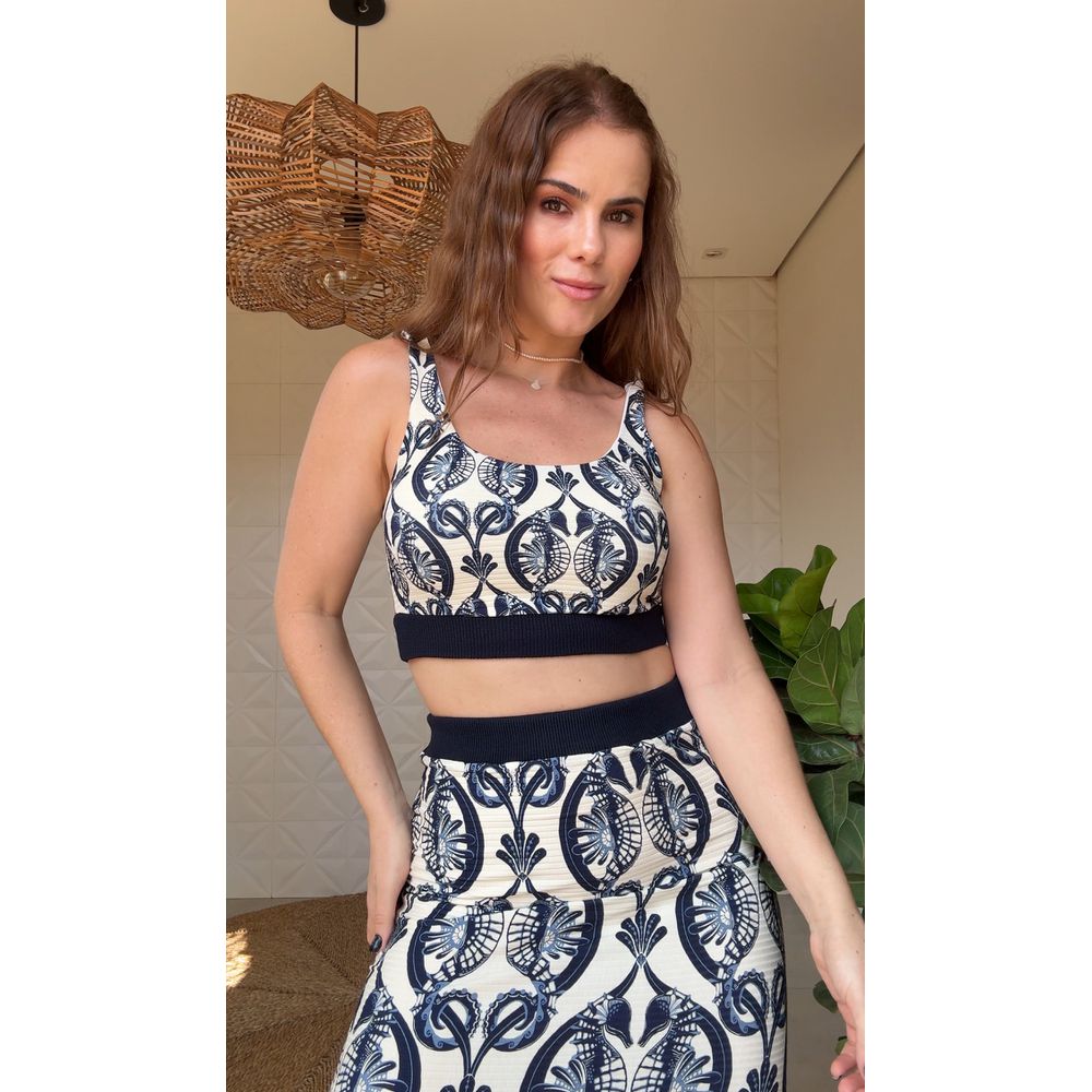 Top Cavalos Marinhos Estampado