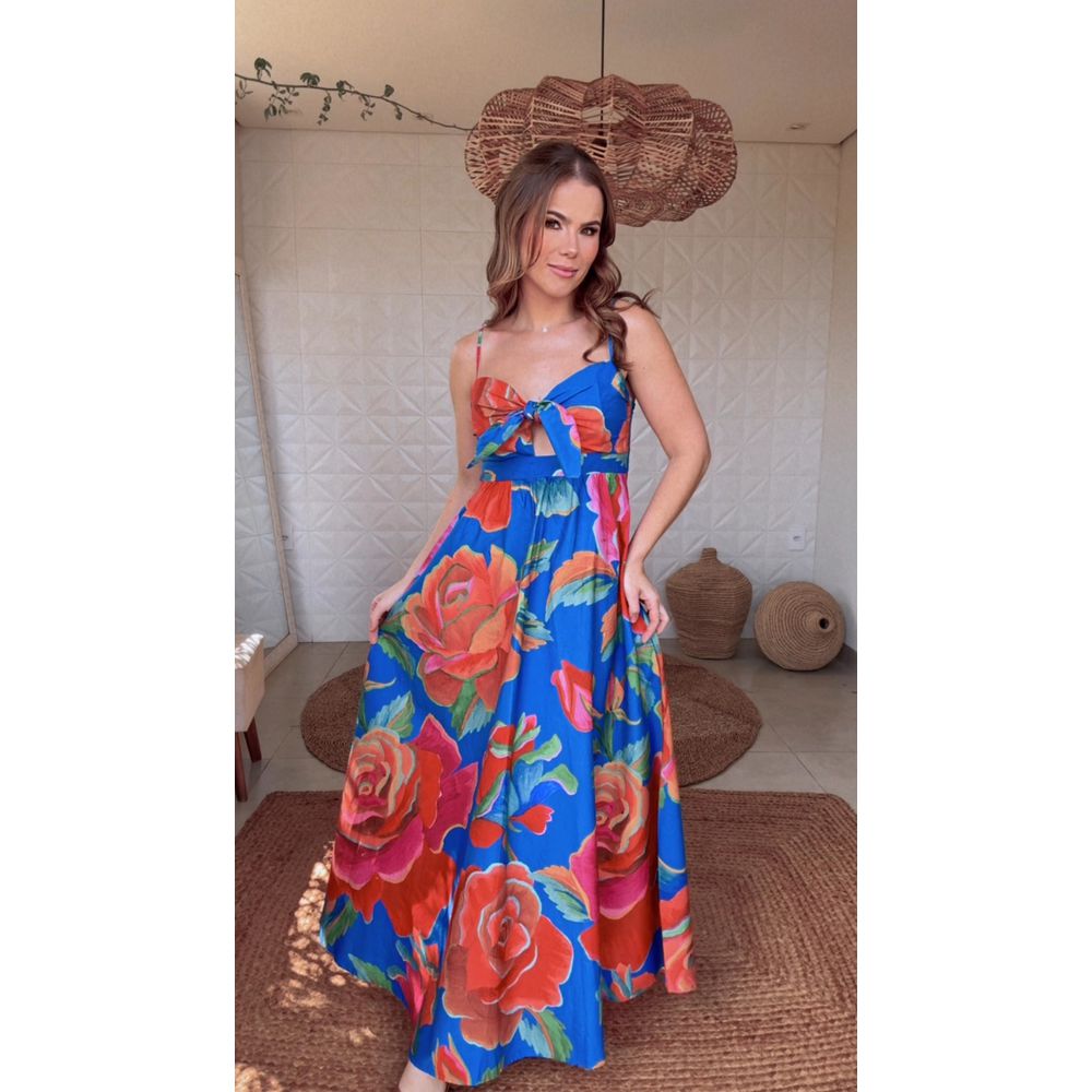 Vestido Marias Rosas Pintadas Estampado