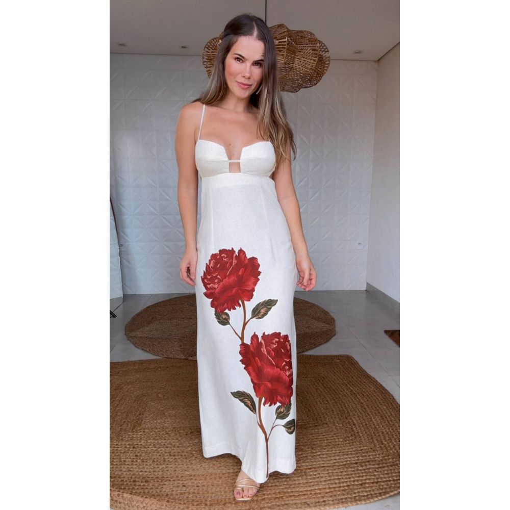 Vestido Cropped Flor Rosália Estampado
