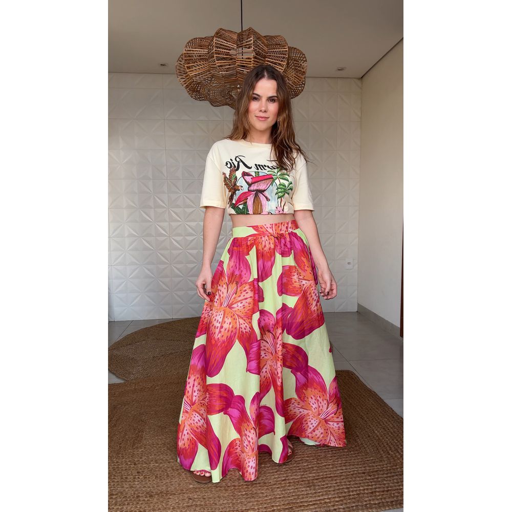 Saia Lírio Tropical Estampado