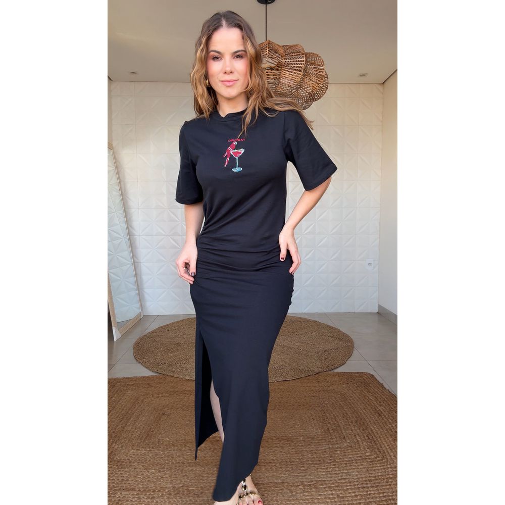 Vestido Cropped Drink Pintado Estampado