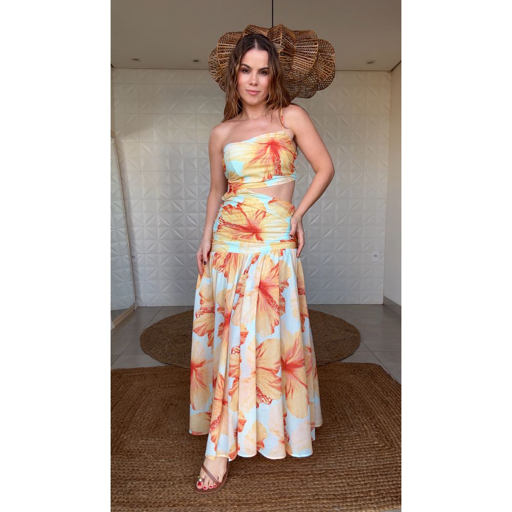 Vestido Irregular Vestida De Flor Estampado