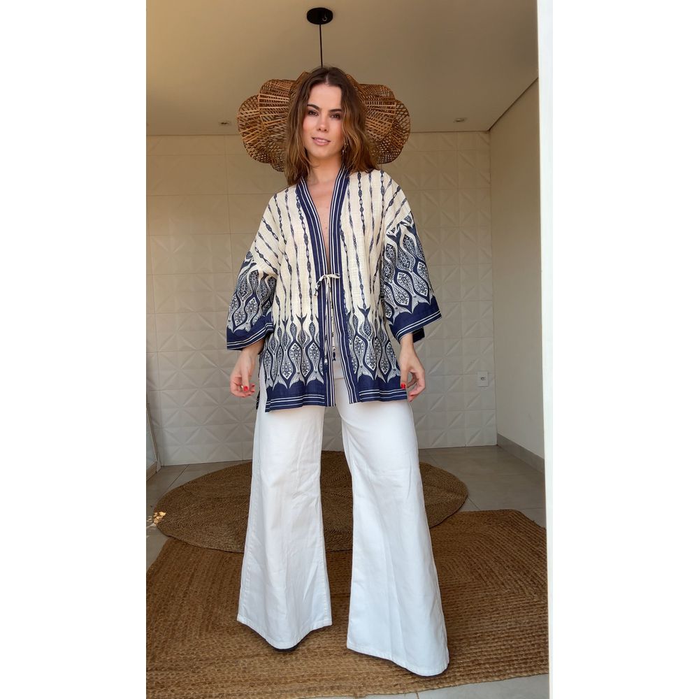 Kimono Peixe Corrente Estampado