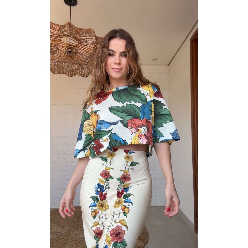 Tshirt Cropped Tropicalzinho Estampado
