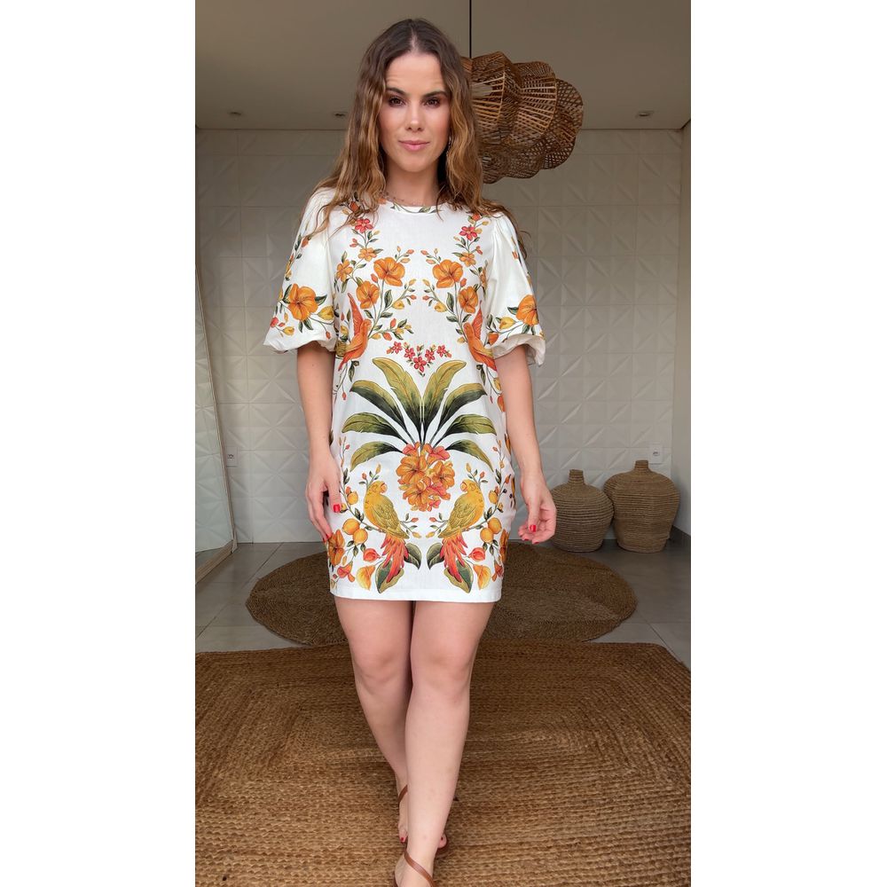 Vestido Tshirt Manga Fofa Bosque Chic Estampado