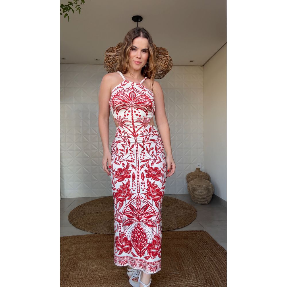Vestido Midi Coqueiro De Flor Estampado