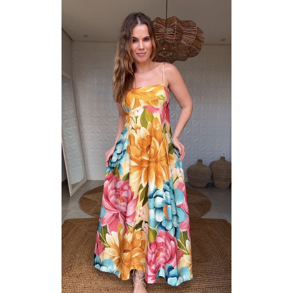 Vestido Cropped Floral Rebeca Estampado