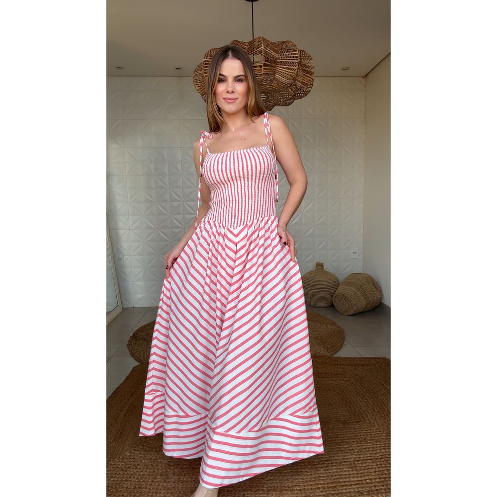 Vestido Cropped Listra Burburinho Estampado