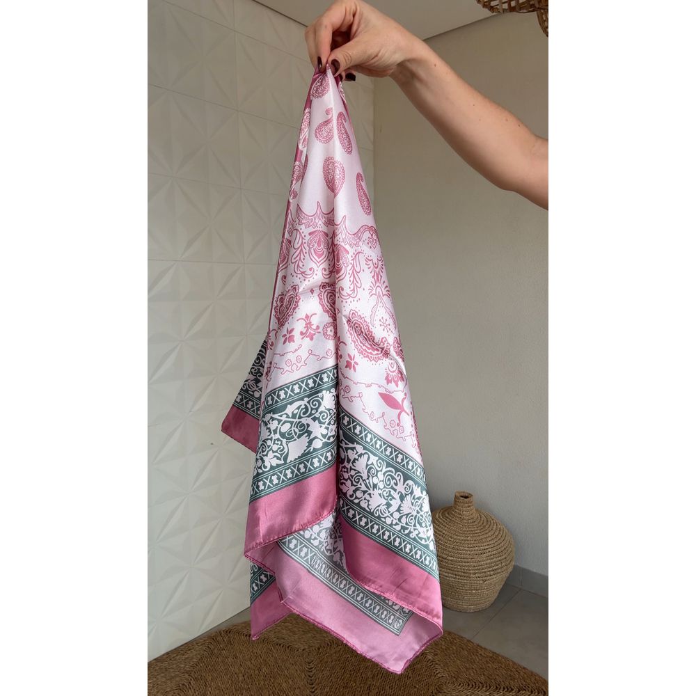 Lenço Estampado Rosa