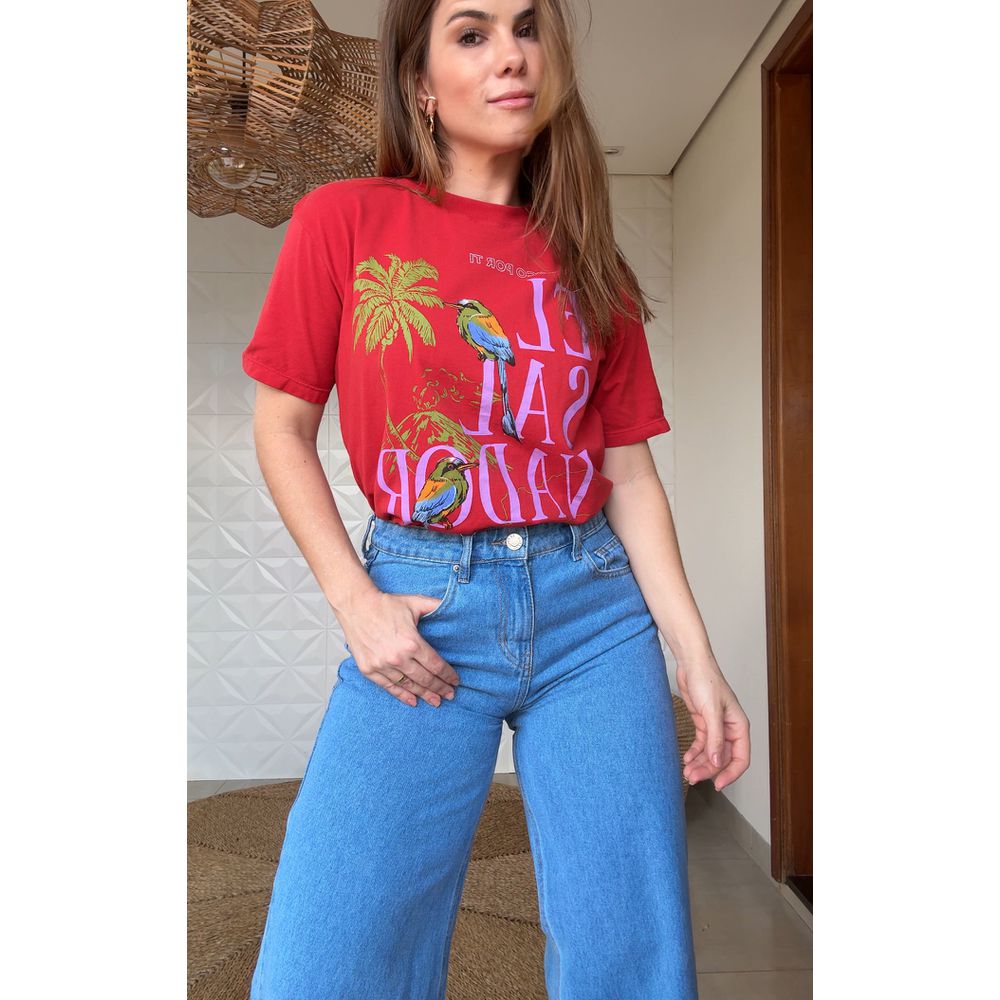 Tshirt Média Soy El Salvador Vermelho Estampado