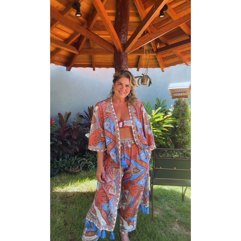 Kimono Localizado Jandaia Dance Estampado