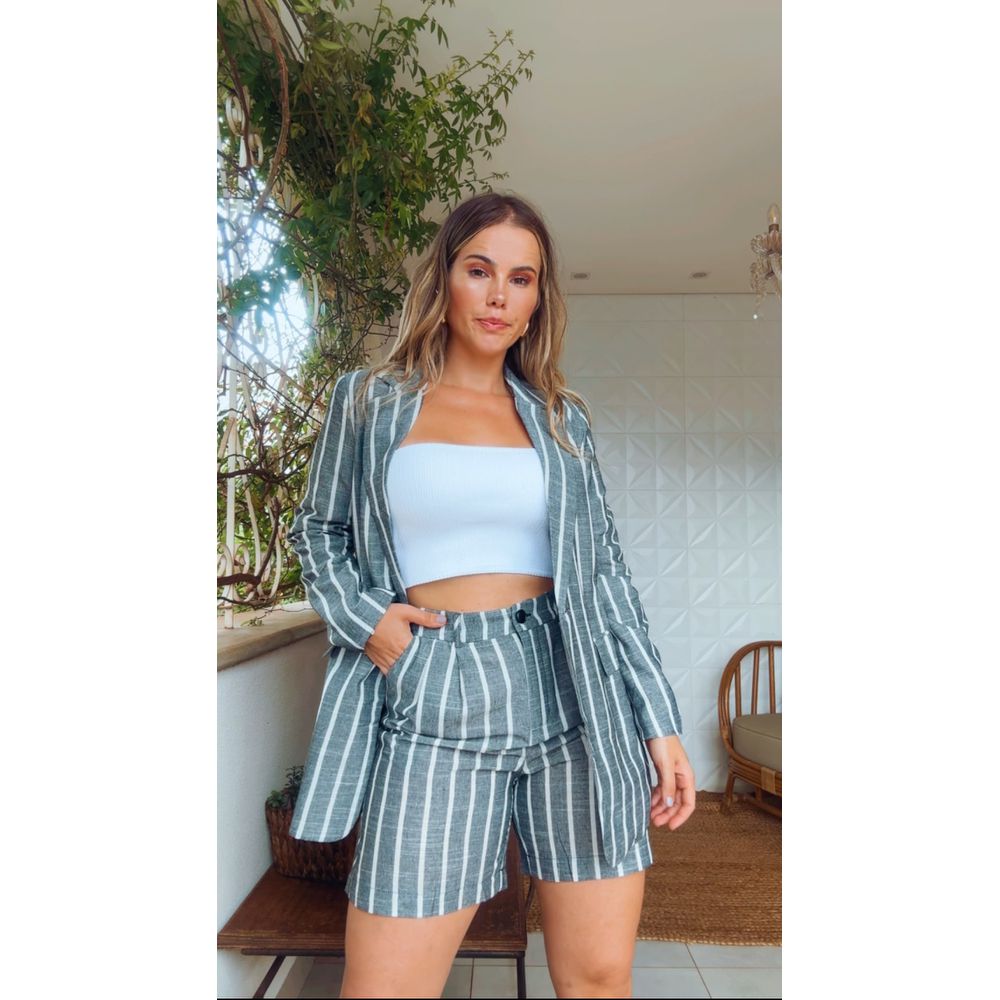 Conjunto Short E Blazer My Crush Cinza 