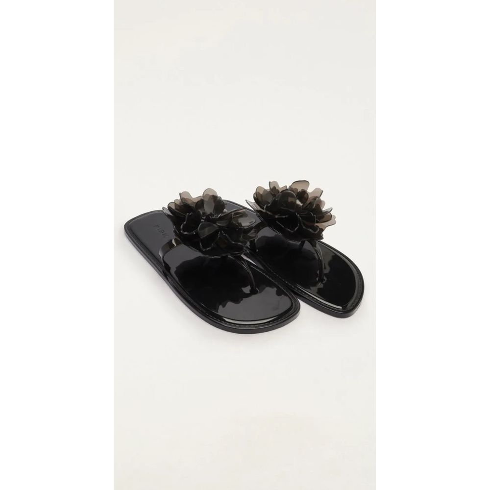 Sandália Cristal Flor Hibisco Preto