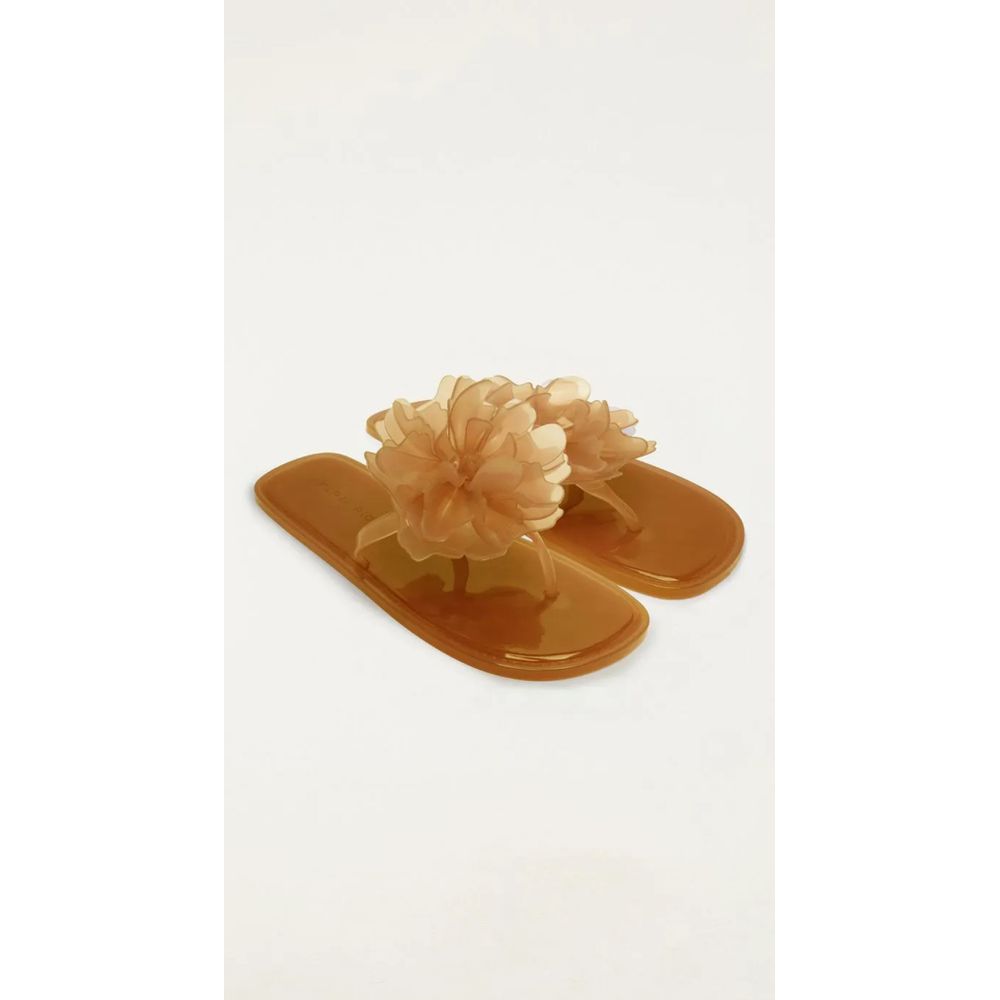 Sandália Cristal Flor Hibisco Avelã