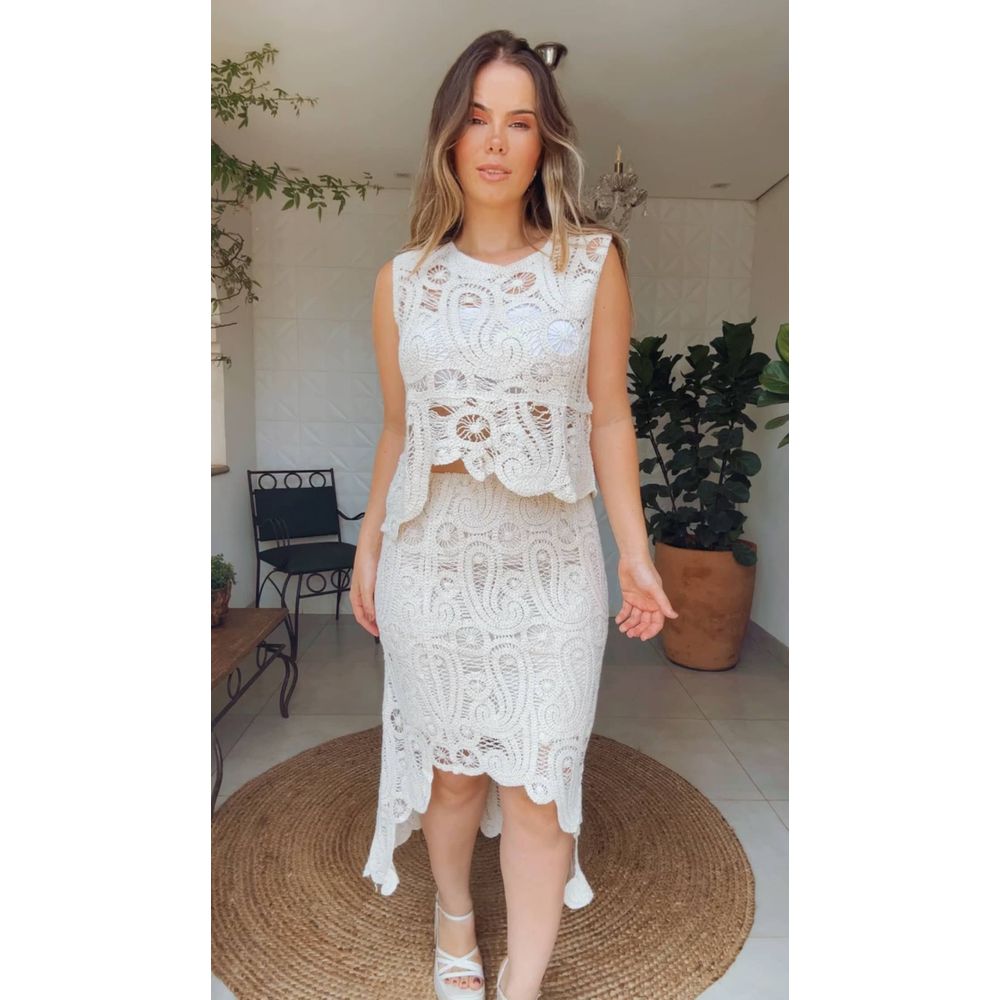 Conjunto Emma Crochê Cru