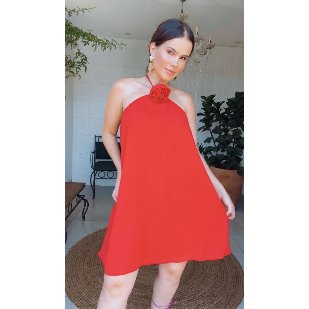 Vestido Curto Flower Vermelha