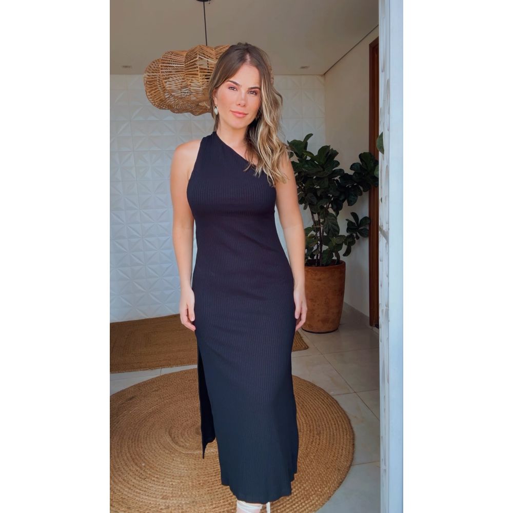 Vestido Ombro Só Ribana Preto