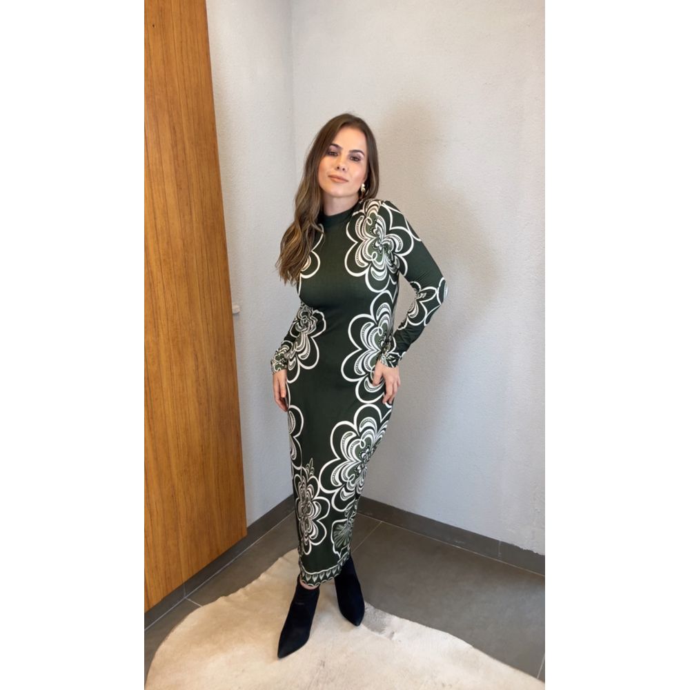 Vestido Midi Gráfico Mistico Estampado