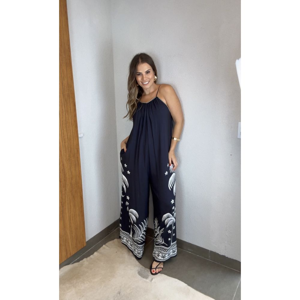 Macacão Pantalona Coqueiral Estampado